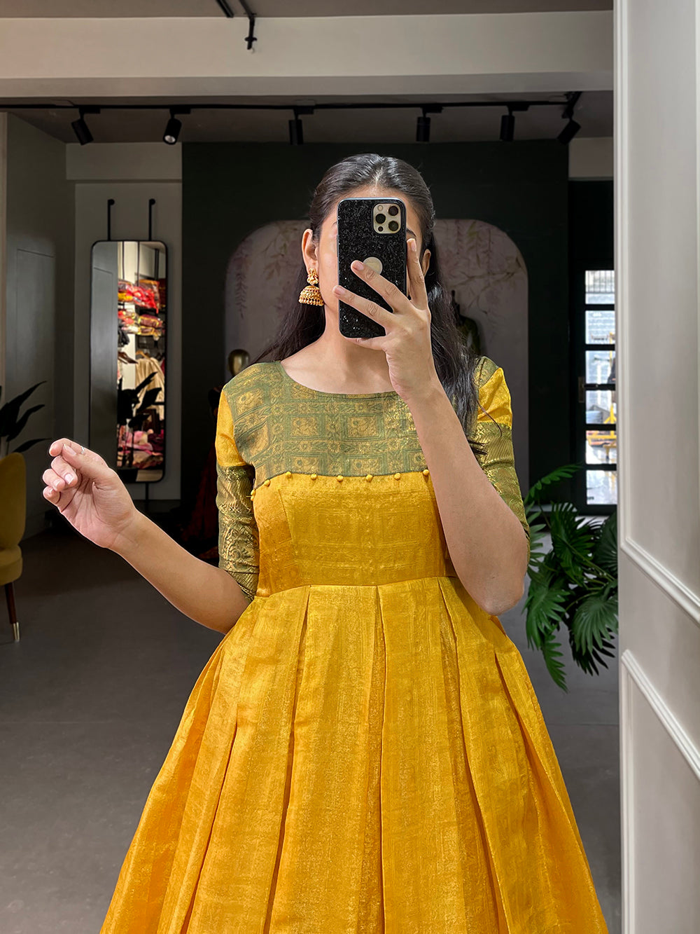 Yellow Color Zari Weaving Work Kanjivaram Dress