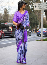 Passion Purple Elegant Satin Crepe Saree – A Perfect Blend of Luxury & Grace