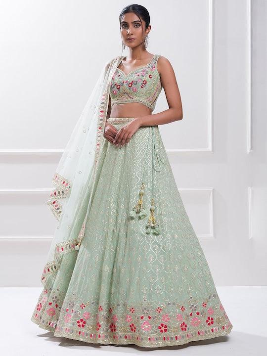 Pastel Green Georgette lucknowi style lehenga choli