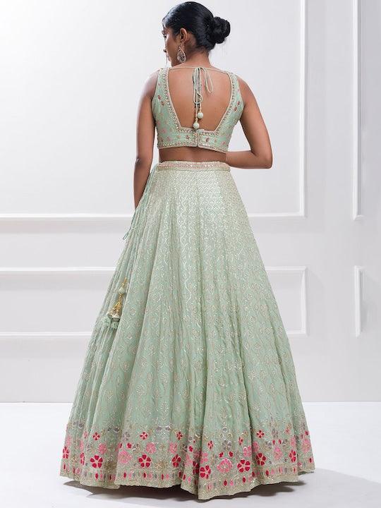 Pastel Green Georgette lucknowi style lehenga choli