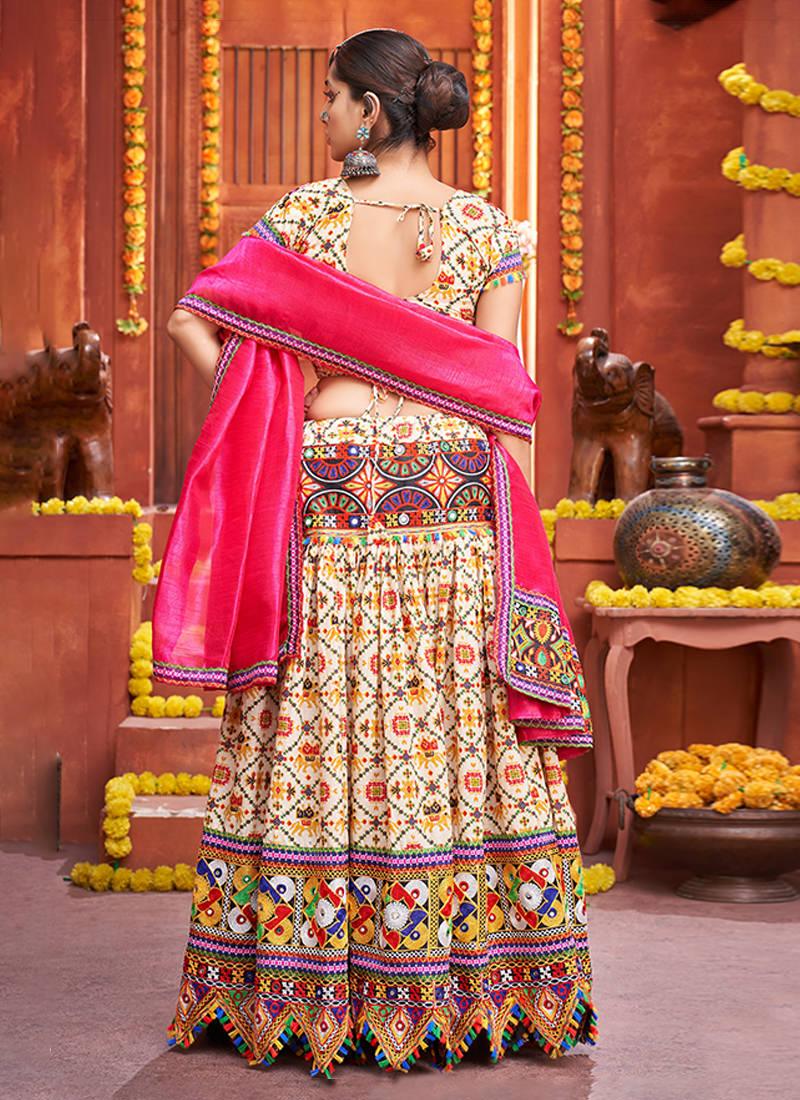 Patola Print Cream Color Navrati Chaniya Choli