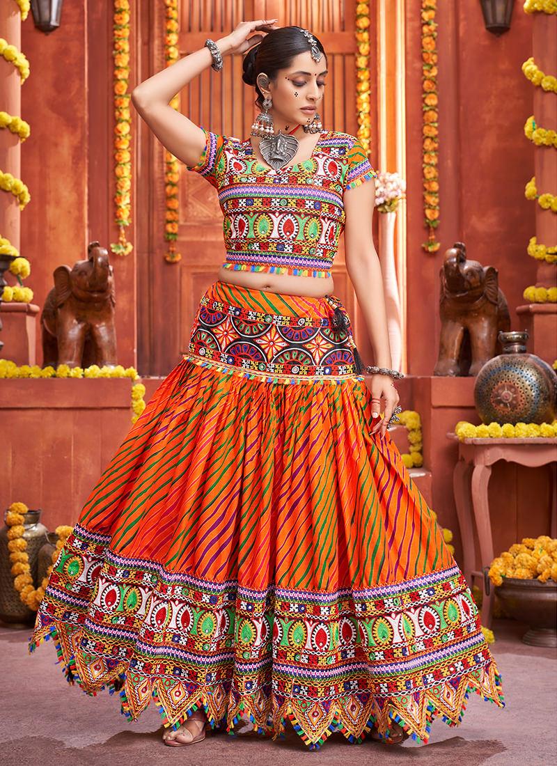 Patola Print Orange Color Navrati Chaniya Choli