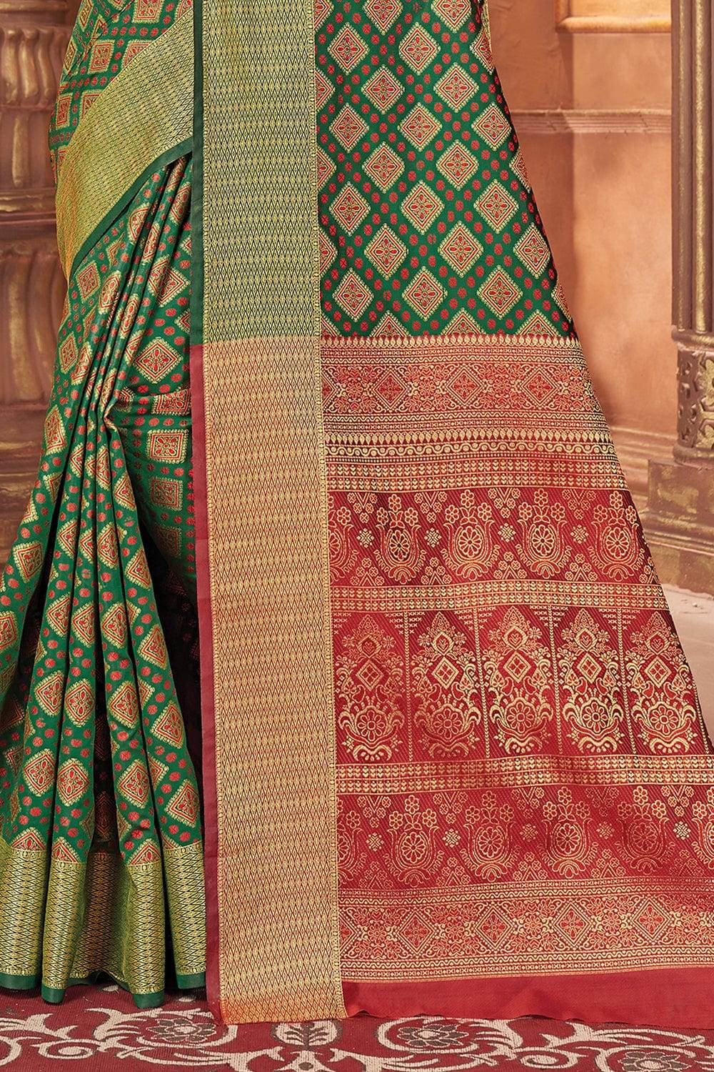 Dark Green Patola Saree