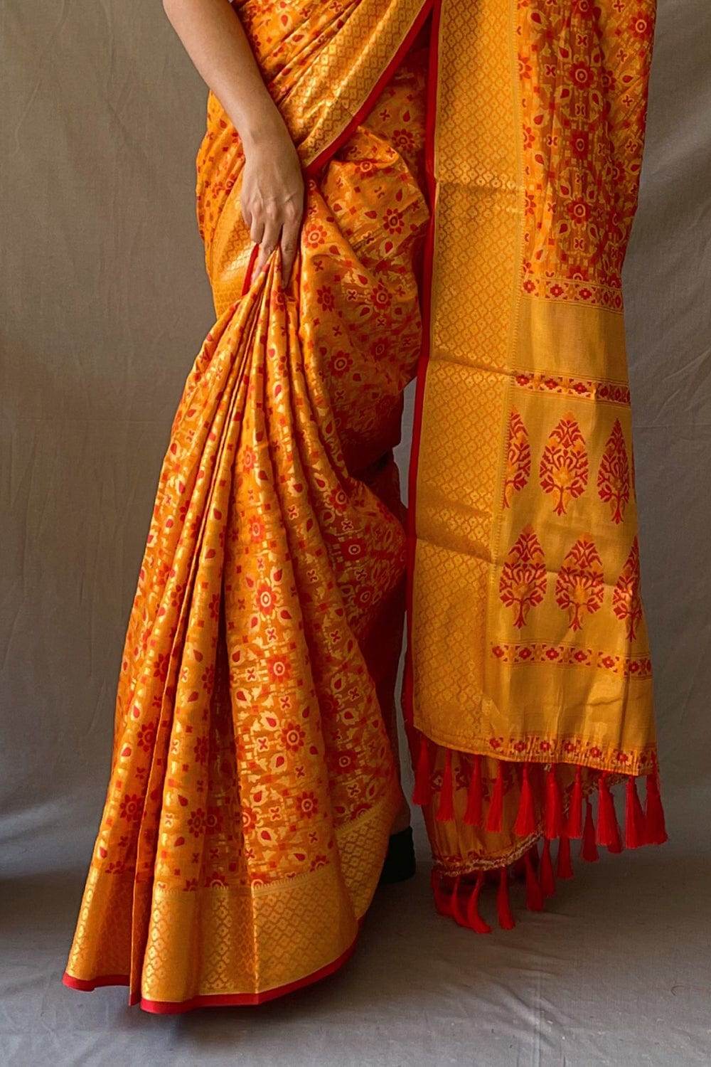 Fire Yellow Patola Saree