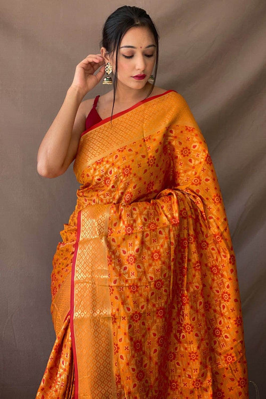 Fire Yellow Patola Saree