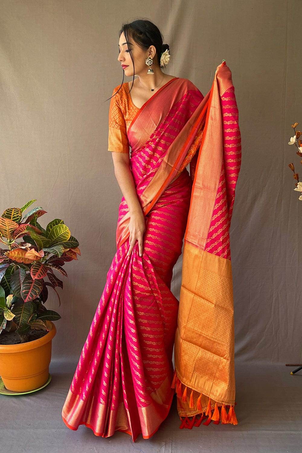 Hot Pink Patola Saree