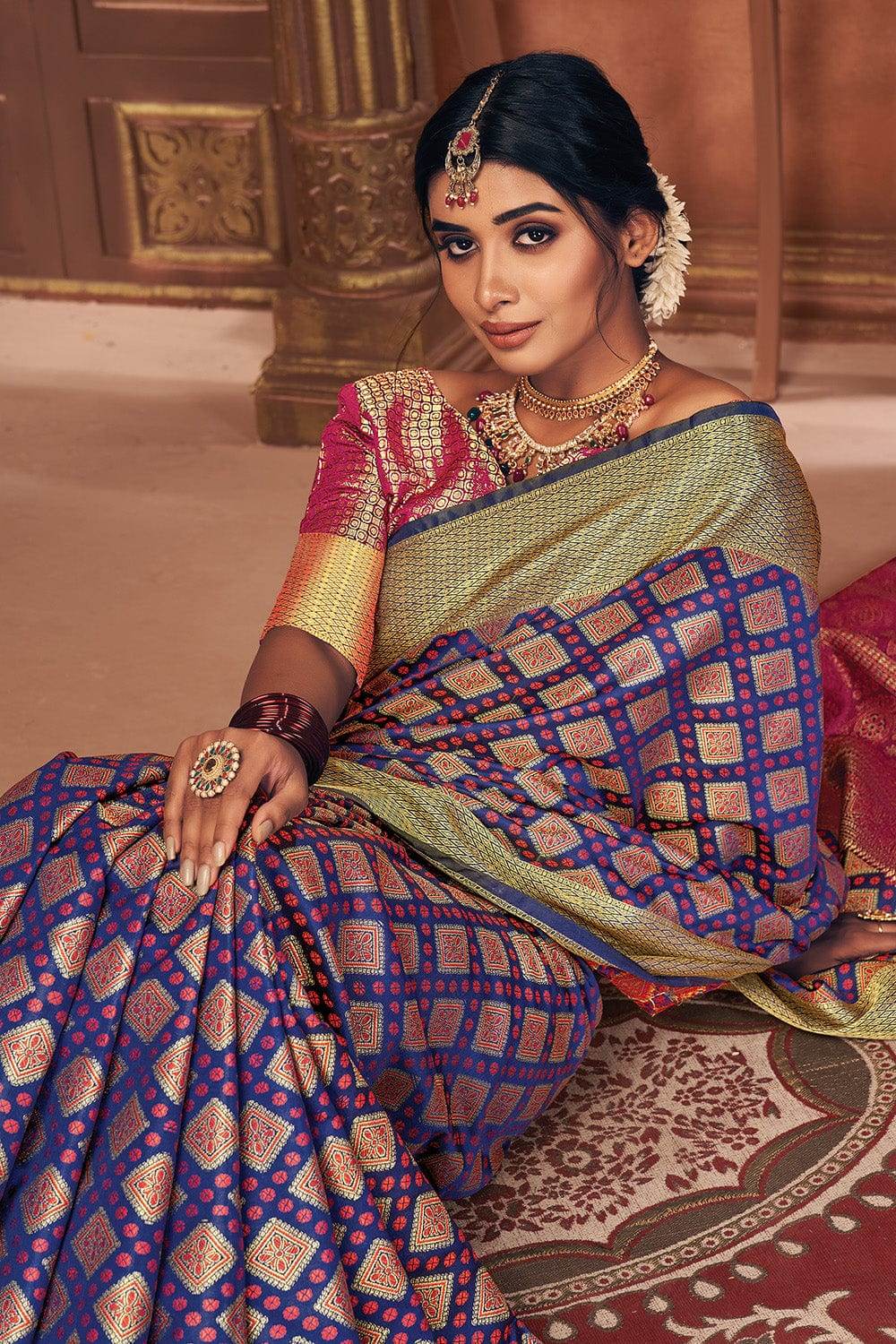 Indigo Blue Patola Saree