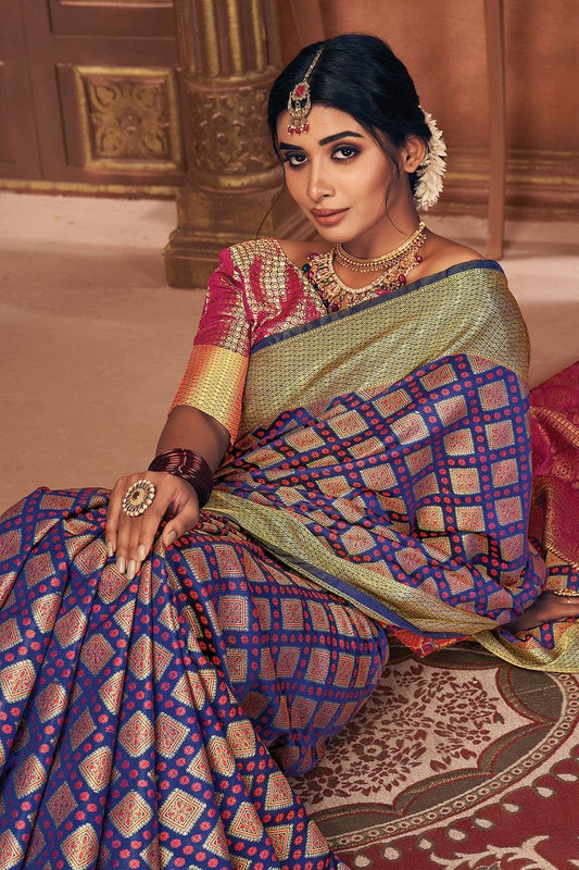 Indigo Blue Patola Saree
