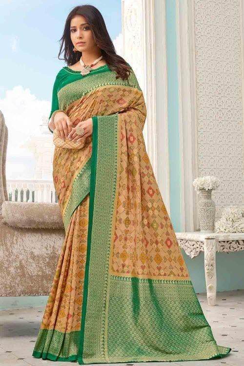 Latte Yellow Patola Saree