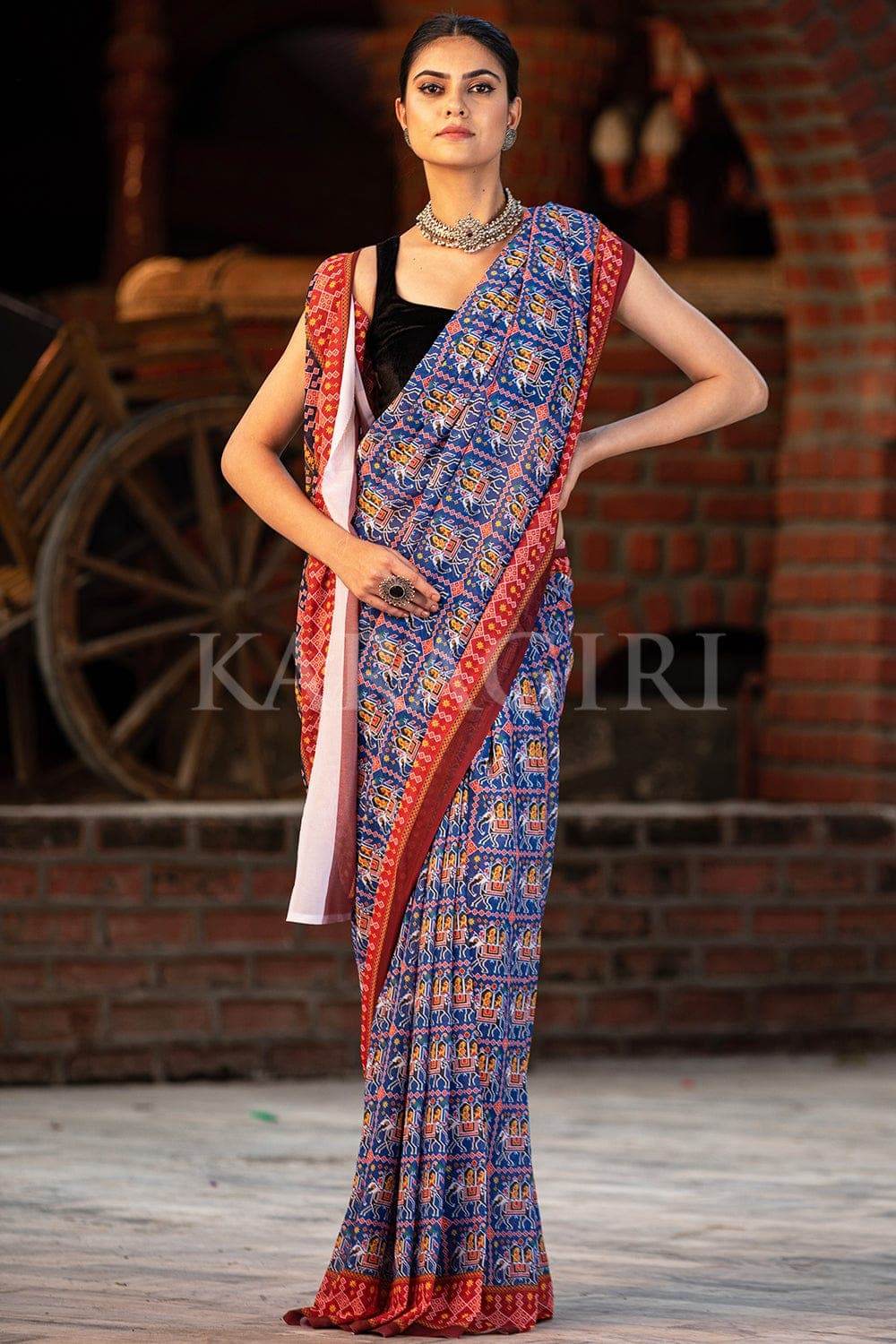 Sapphire Blue Patola Saree