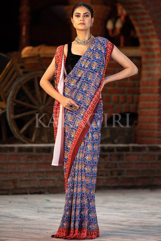 Sapphire Blue Patola Saree