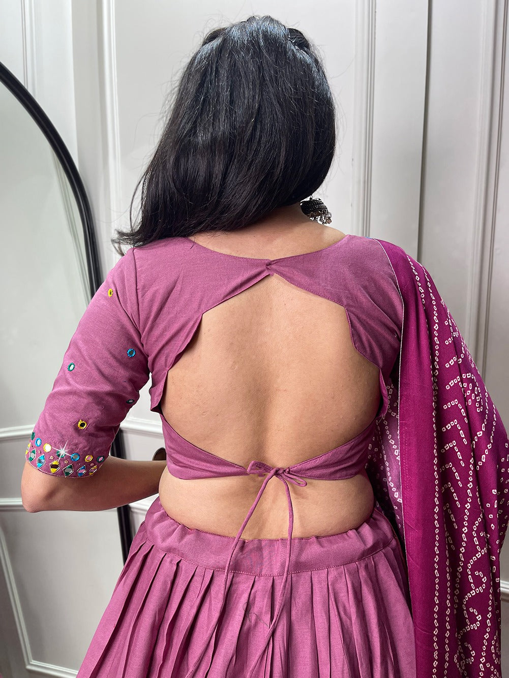 Peach Color Plain With Gotta Patti Cotton Lehenga Choli