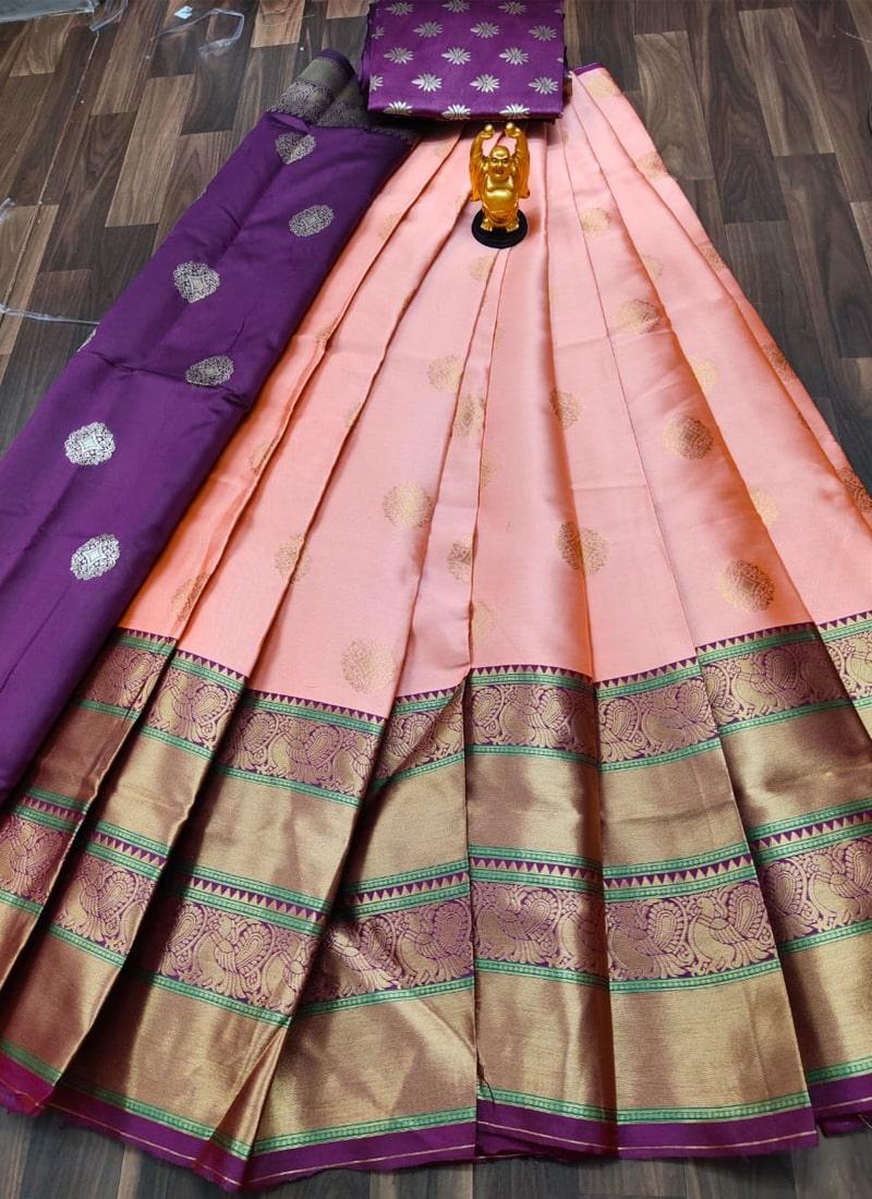 Peach Color Silk Material Silk Weave Lehenga Choli