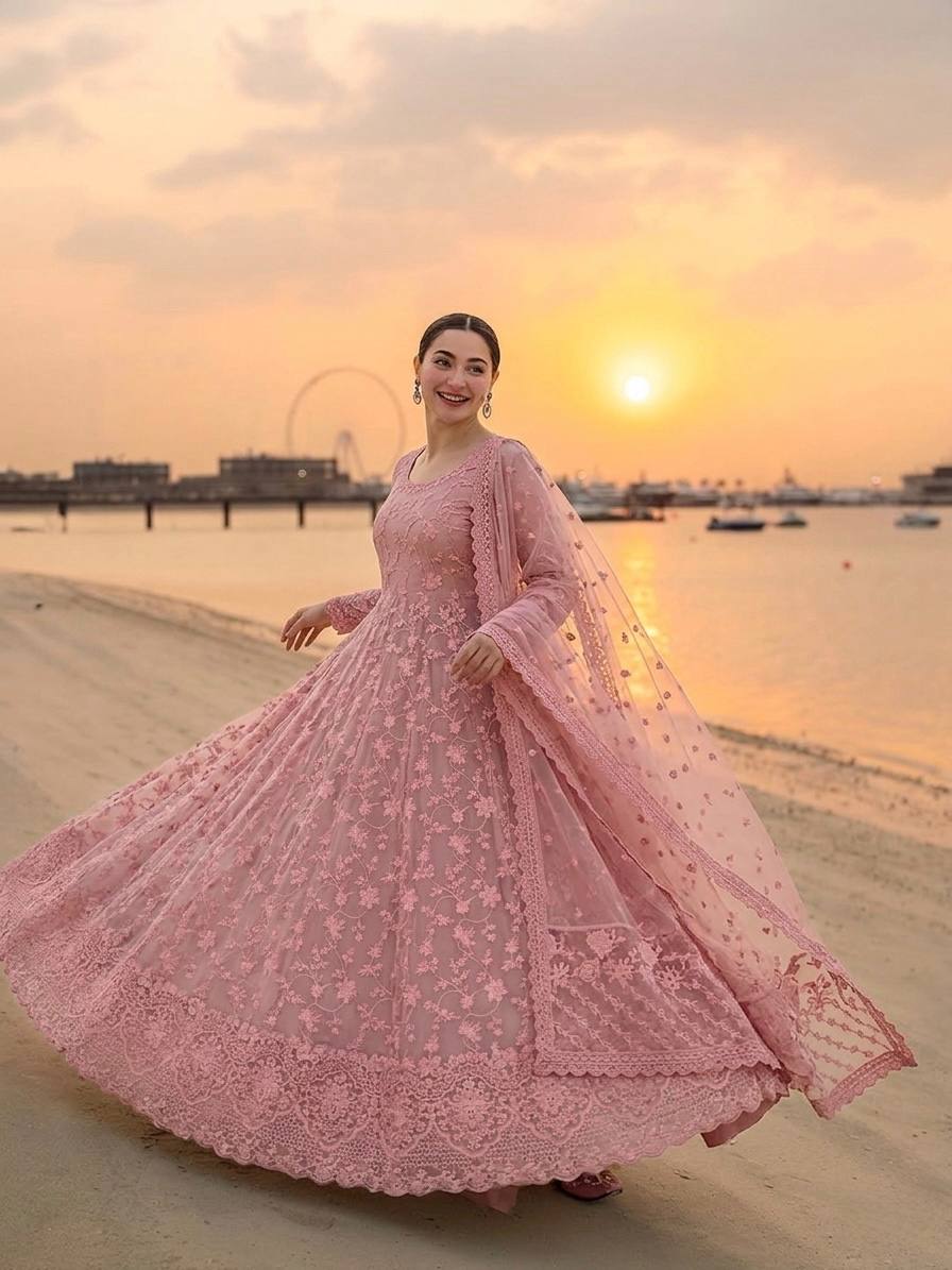 Peach Designer Georgette Gown