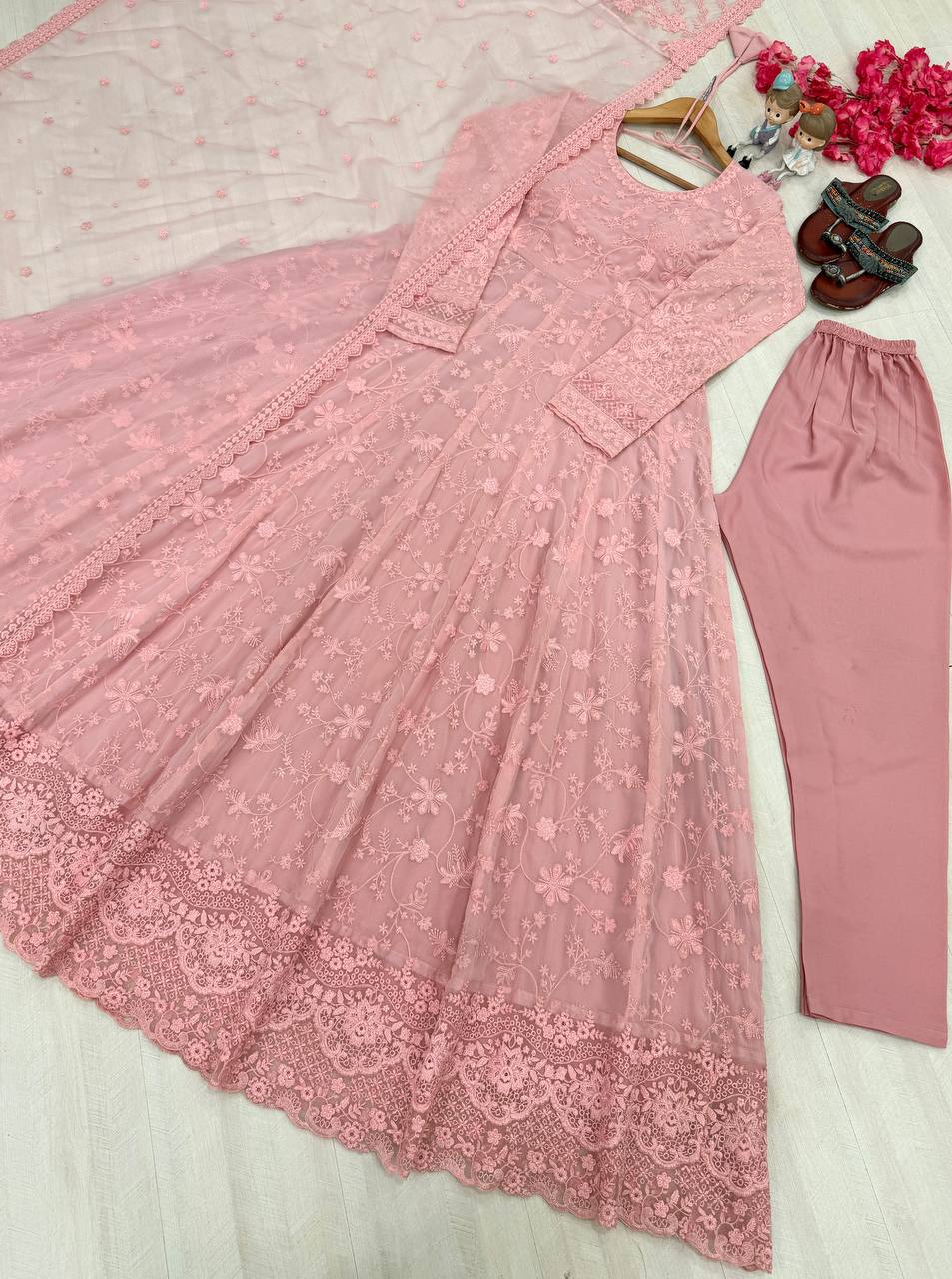 Peach Designer Georgette Gown