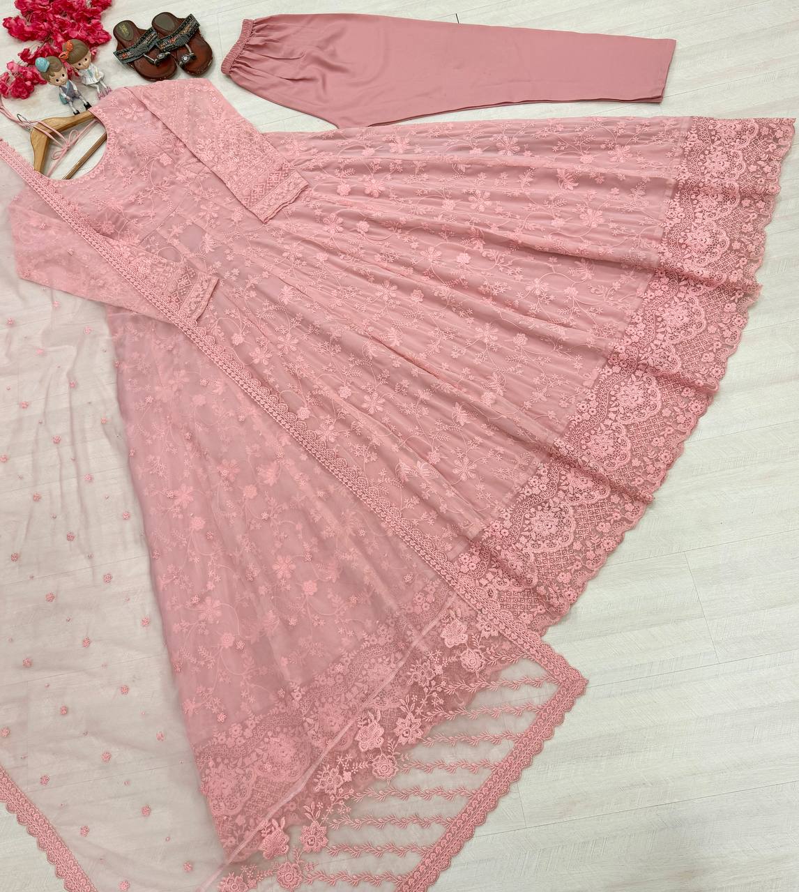 Peach Designer Georgette Gown