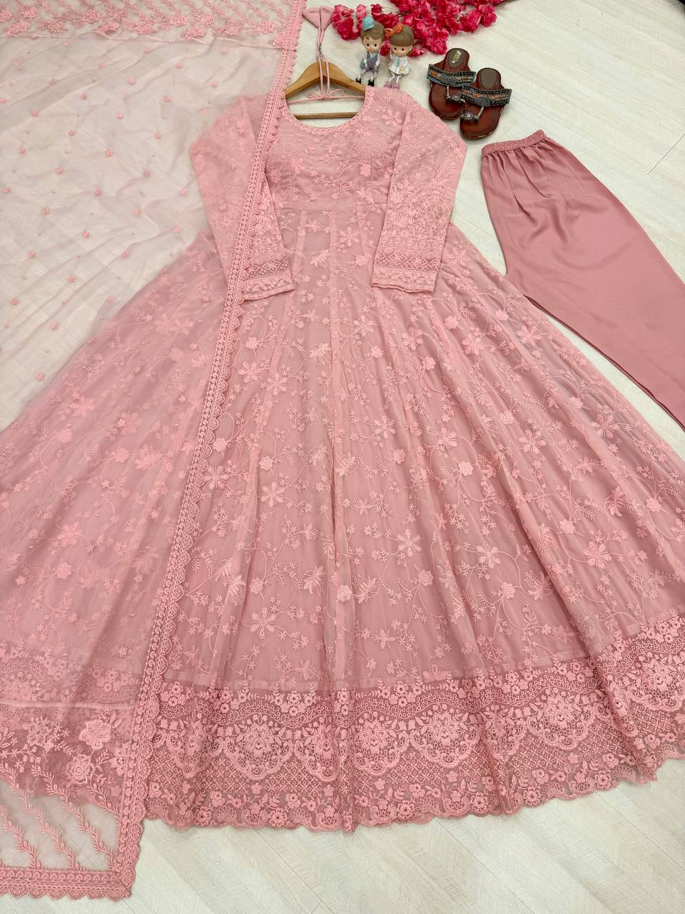 Peach Designer Georgette Gown