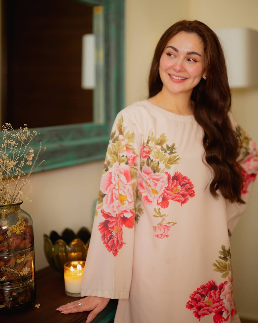 Peach Elegant Pure Natural Crepe Digital Print Co-Ord Set Top & Plazzo – Fully Stitched
