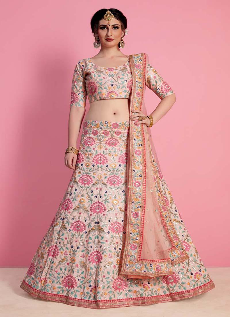 Peach Heavily Embelished Lehenga Choli