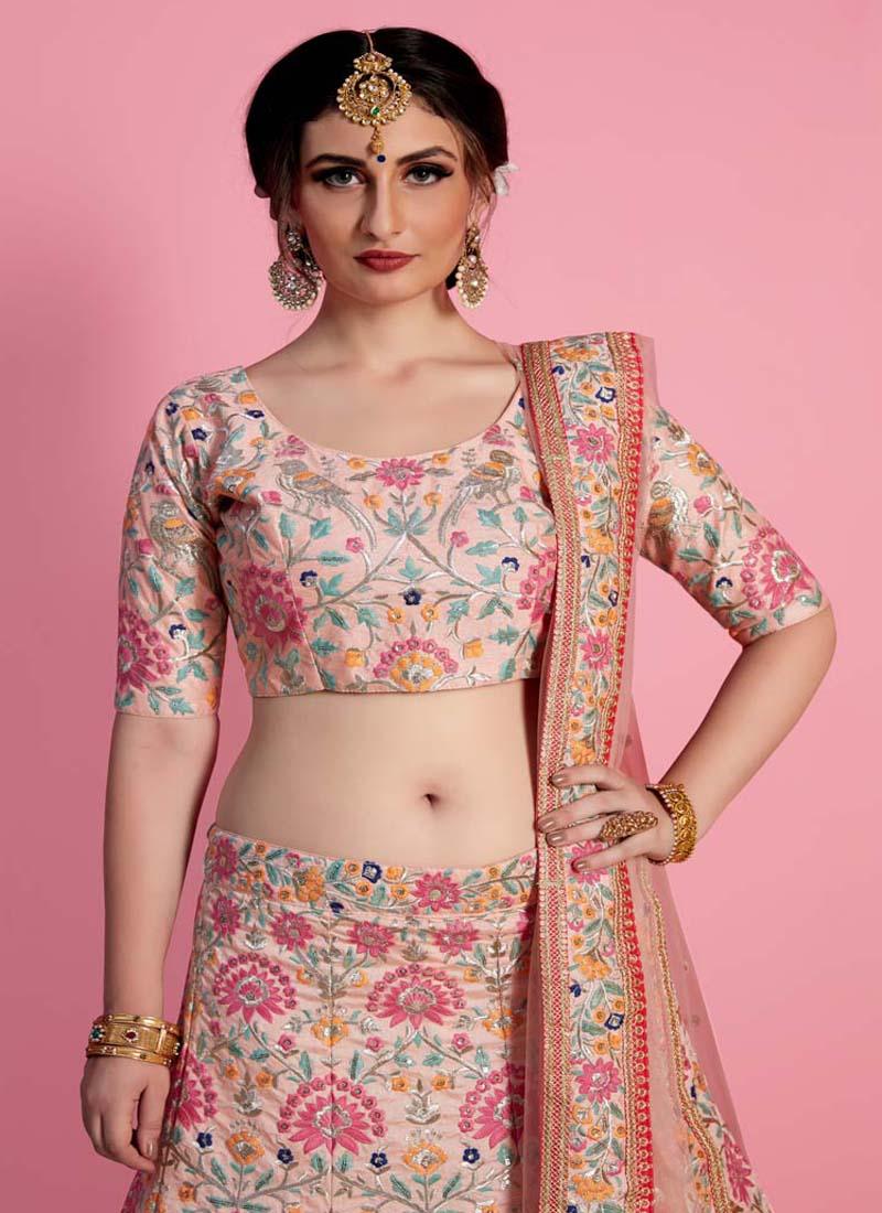 Peach Heavily Embelished Lehenga Choli