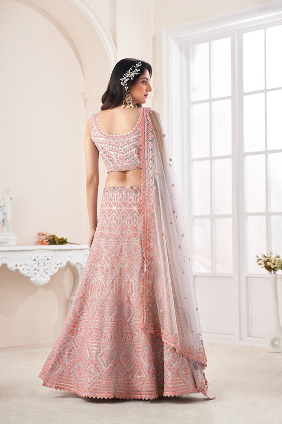 Girlish Trendy Peach Lehenga Choli Set