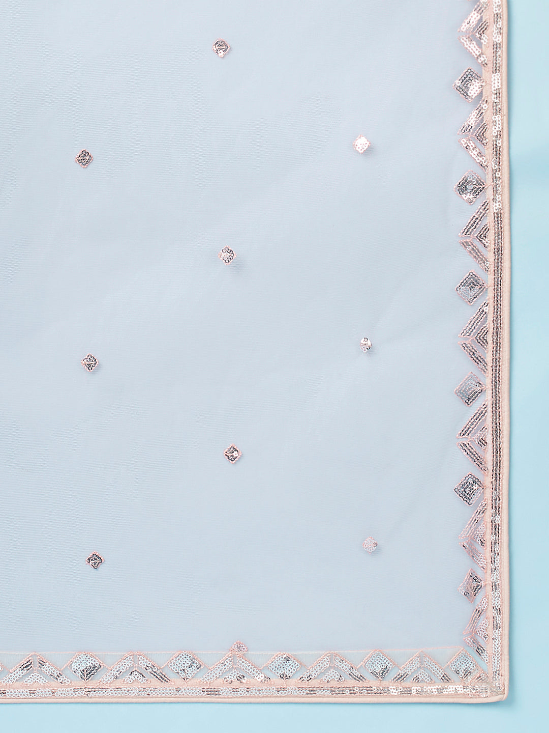 Peach Net Gotapatti Work Semi-Stitched Lehenga & Unstitched Blouse, Dupatta
