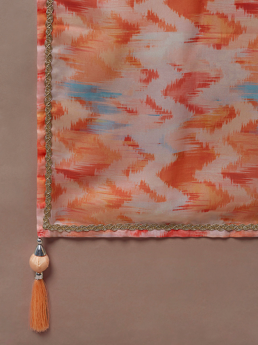 Peach Organza Floral Printed Semi-Stitched Lehenga choli & Dupatta