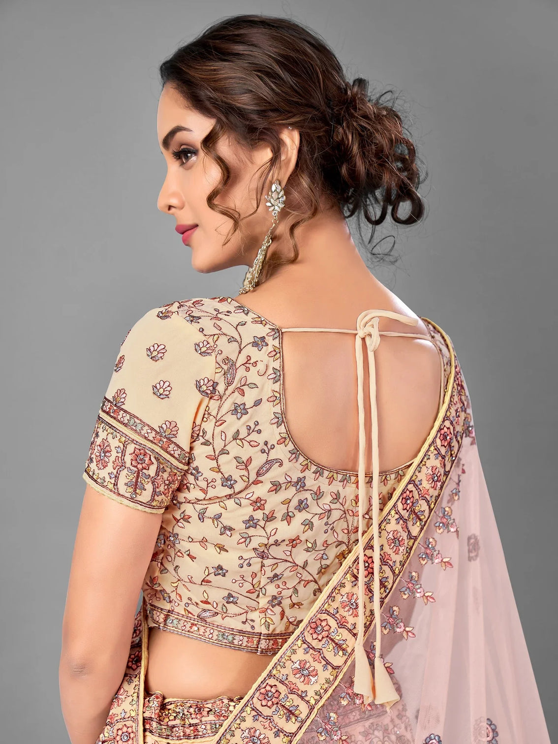 Peach Pakistani Georgette Lehenga Choli For Indian Festivals & Weddings - Thread Embroidery Work,
