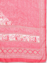 Gerua Peach Printed Silk Blend A-Line Kurta With Palazzos & Dupatta
