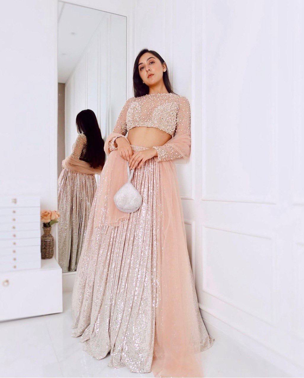 Peach Satin Silk Lehenga Set