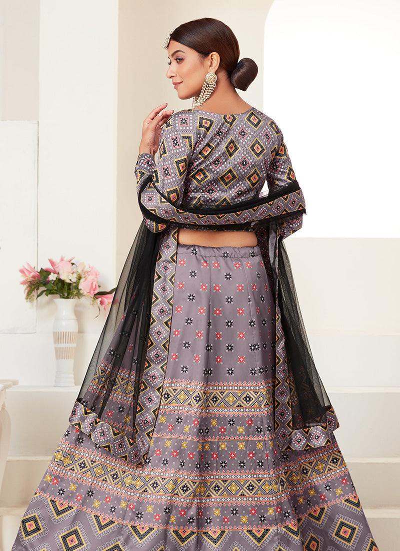 Pewter Grey Digital Print Kalidar Chaniya Choli