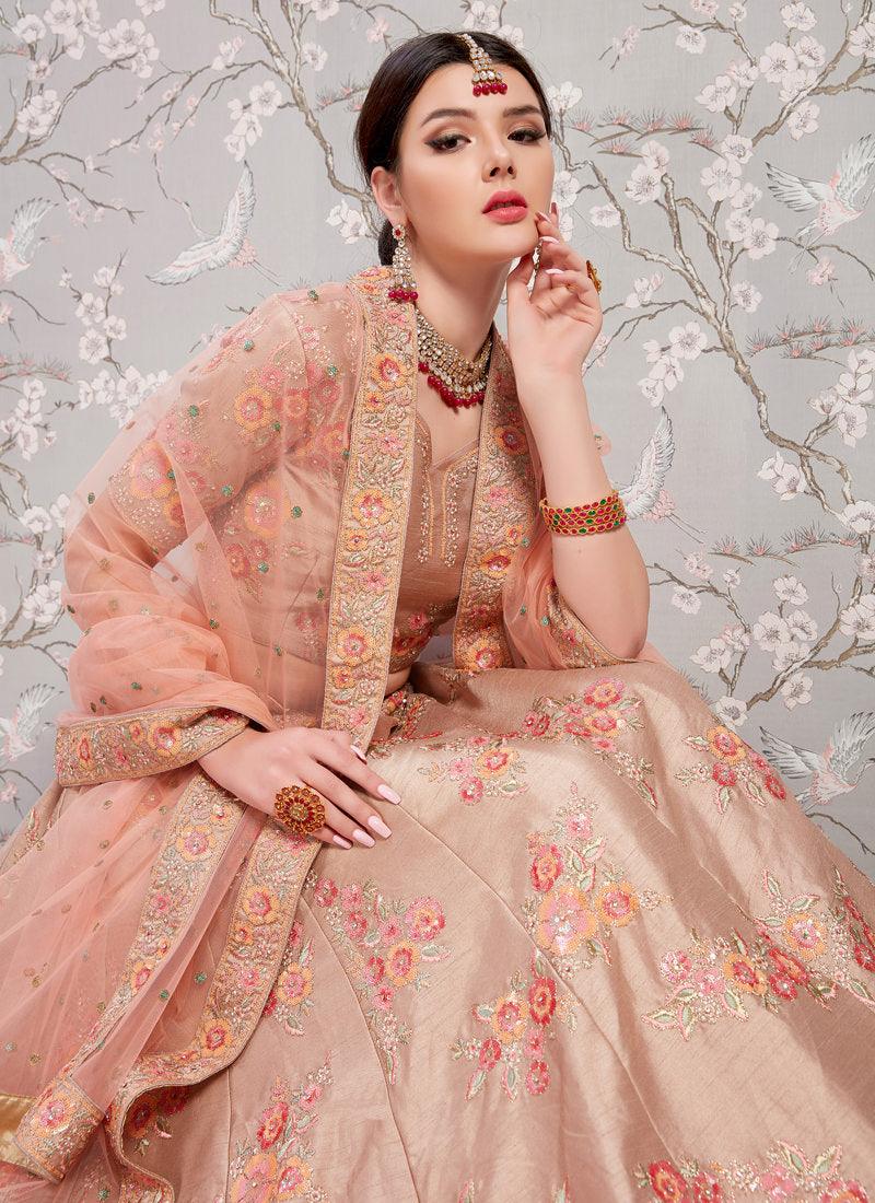 Phenomenal Light Brown Silk Base Sangeet Trendy Lehenga Choli