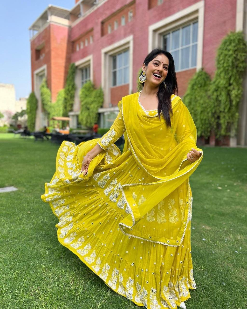 Ruffle Style Yellow Color Gown