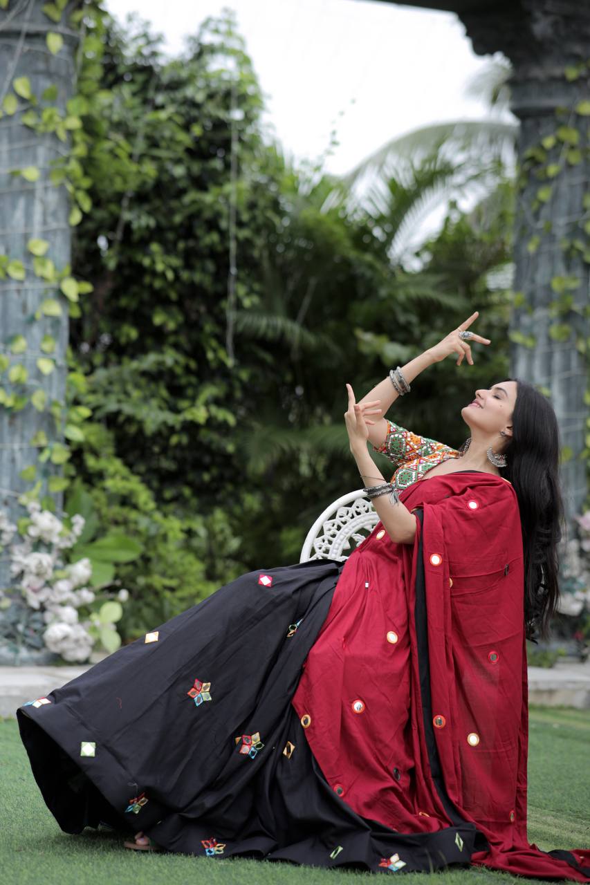 Navratri Style Black Lehenga With Heavy Work Blouse