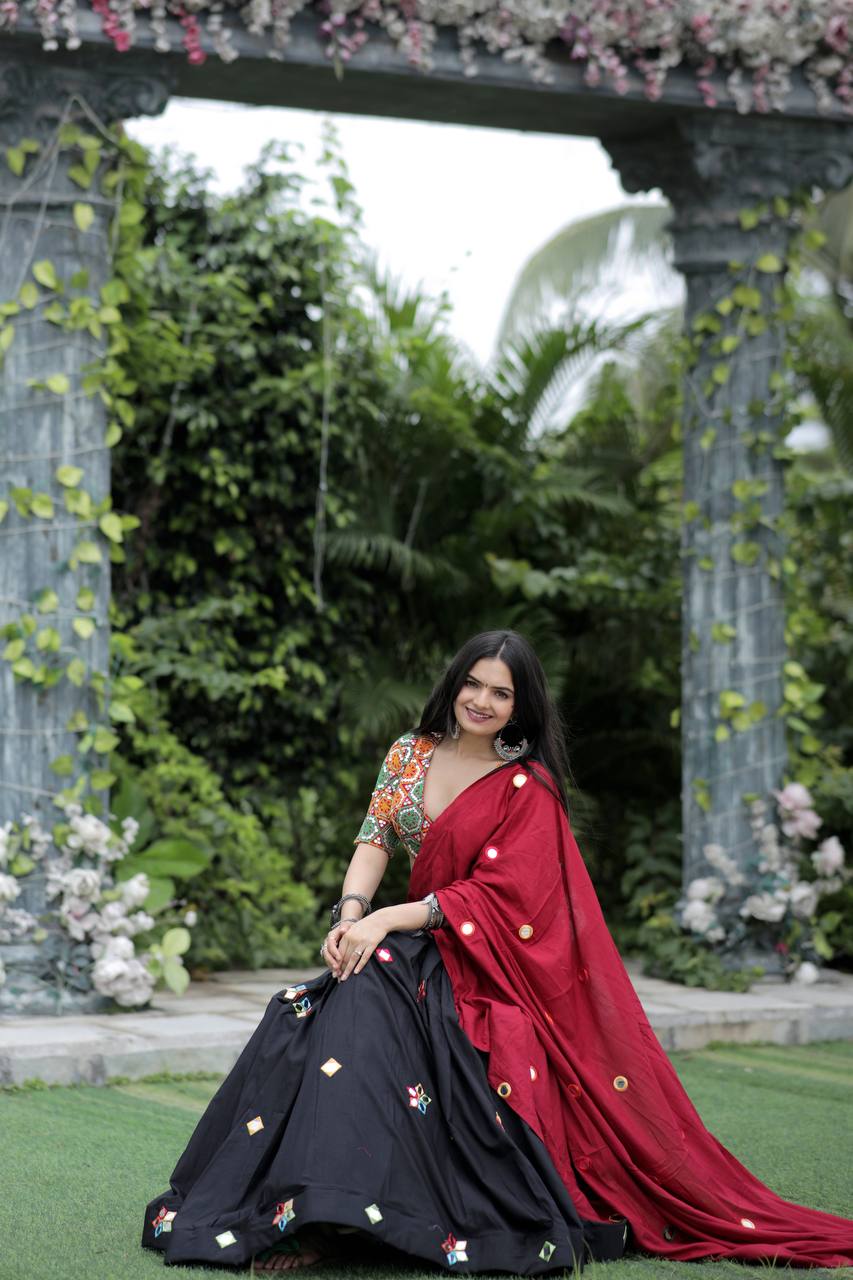 Navratri Style Black Lehenga With Heavy Work Blouse