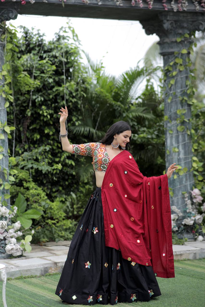 Navratri Style Black Lehenga With Heavy Work Blouse