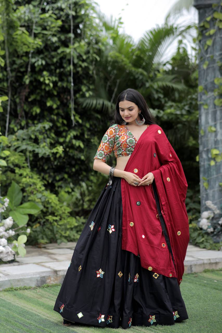 Navratri Style Black Lehenga With Heavy Work Blouse