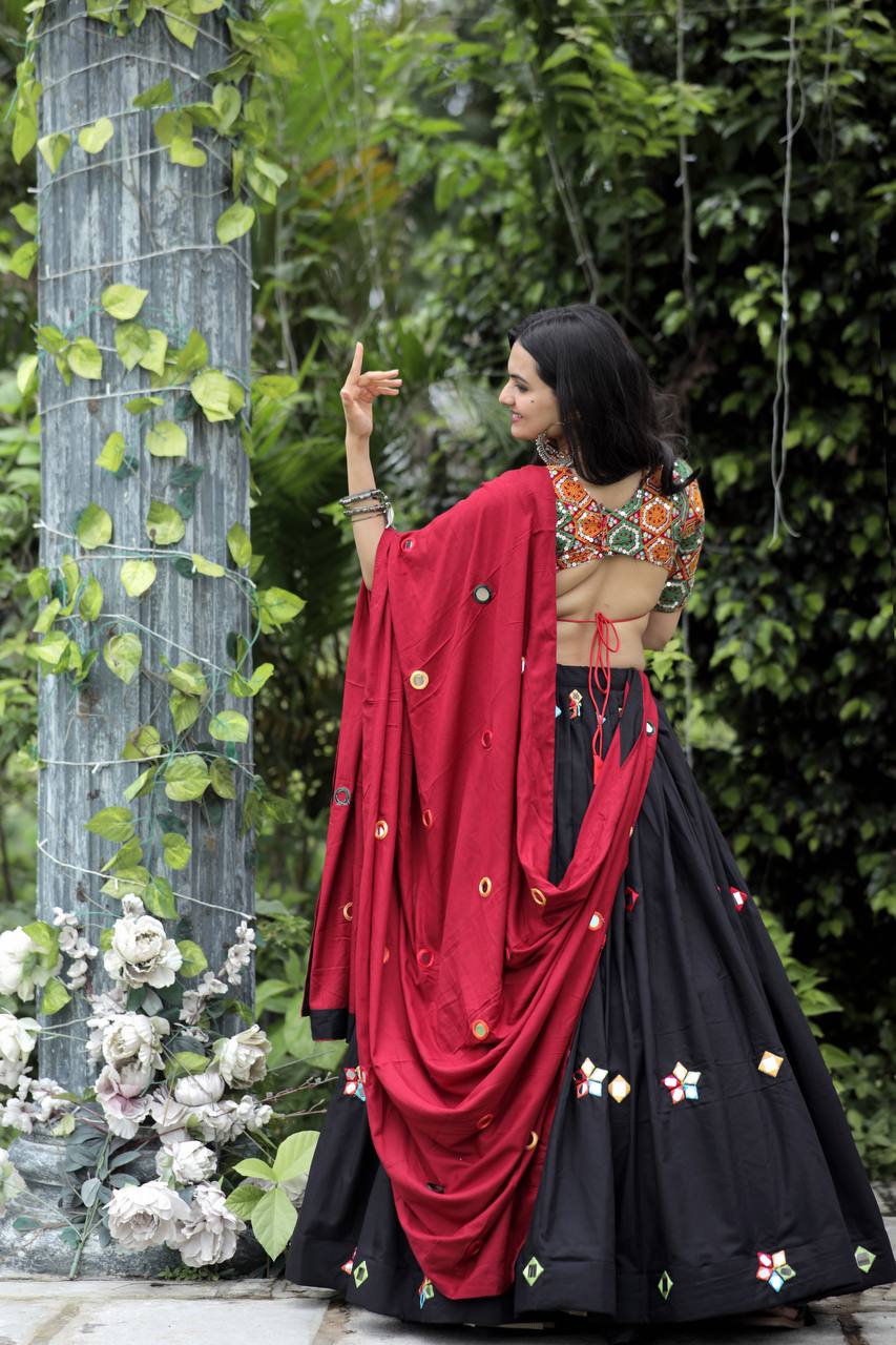 Navratri Style Black Lehenga With Heavy Work Blouse