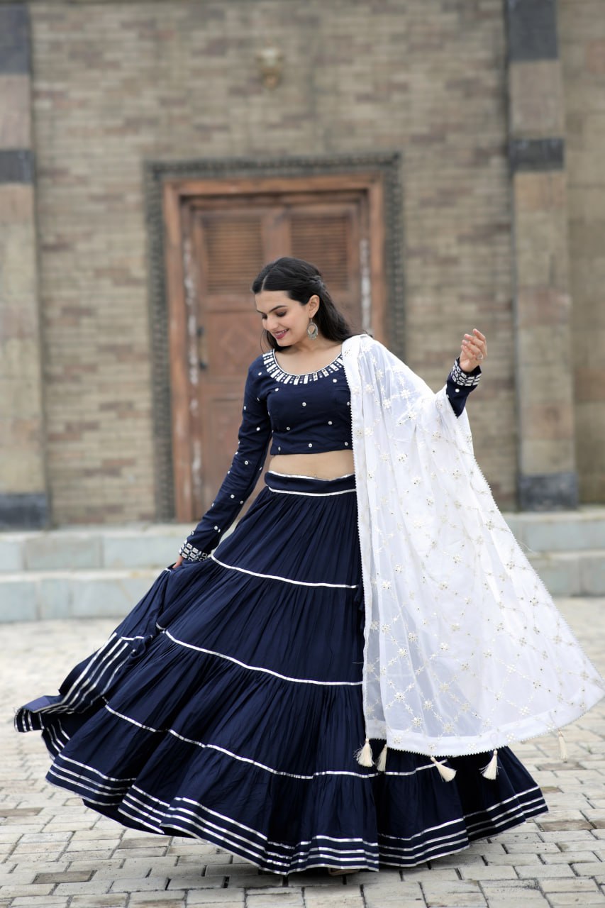 Traditional Wear Navy Blue Color Beautiful Work Lehenga Choli