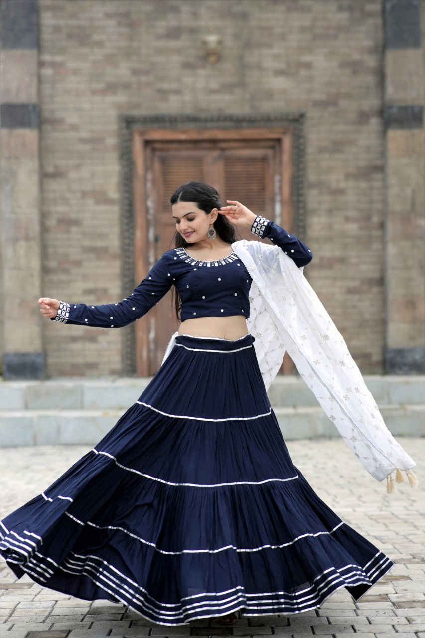Traditional Wear Navy Blue Color Beautiful Work Lehenga Choli