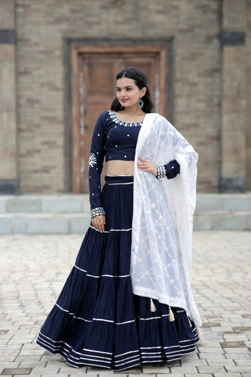 Traditional Wear Navy Blue Color Beautiful Work Lehenga Choli