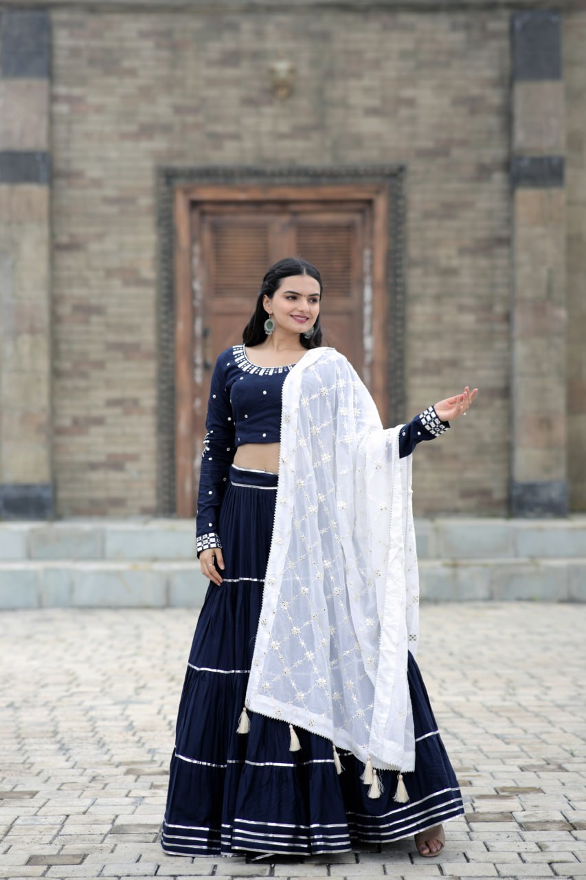 Traditional Wear Navy Blue Color Beautiful Work Lehenga Choli