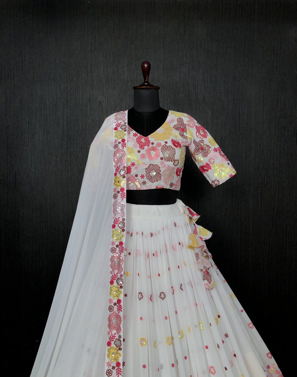Reception Wear Embroidered Work White Color Lehenga Choli