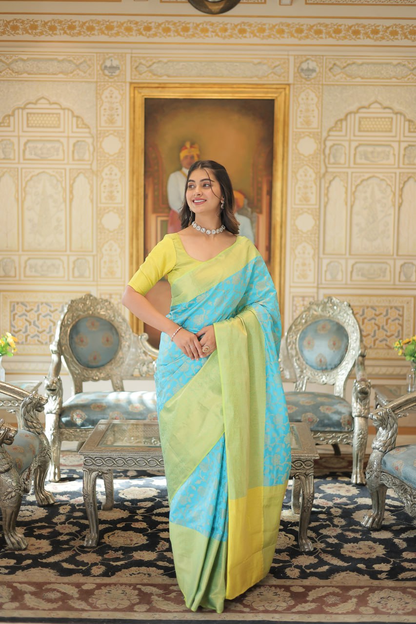 Blue Traditional Kanjivaram Silk Saree with Zari Weaving
