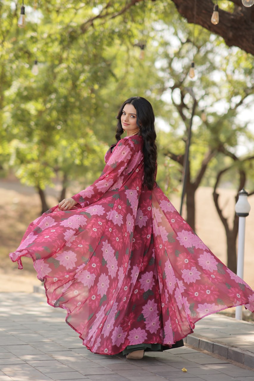 Pink Faux Georgette Lehenga Set with Shrug and Exquisite Craftsmanship