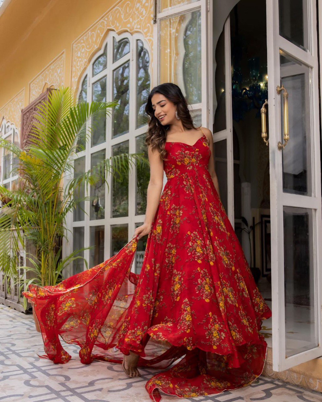 Red Experience Elegance with a Modern Touch: Exclusive Anarkali Suit