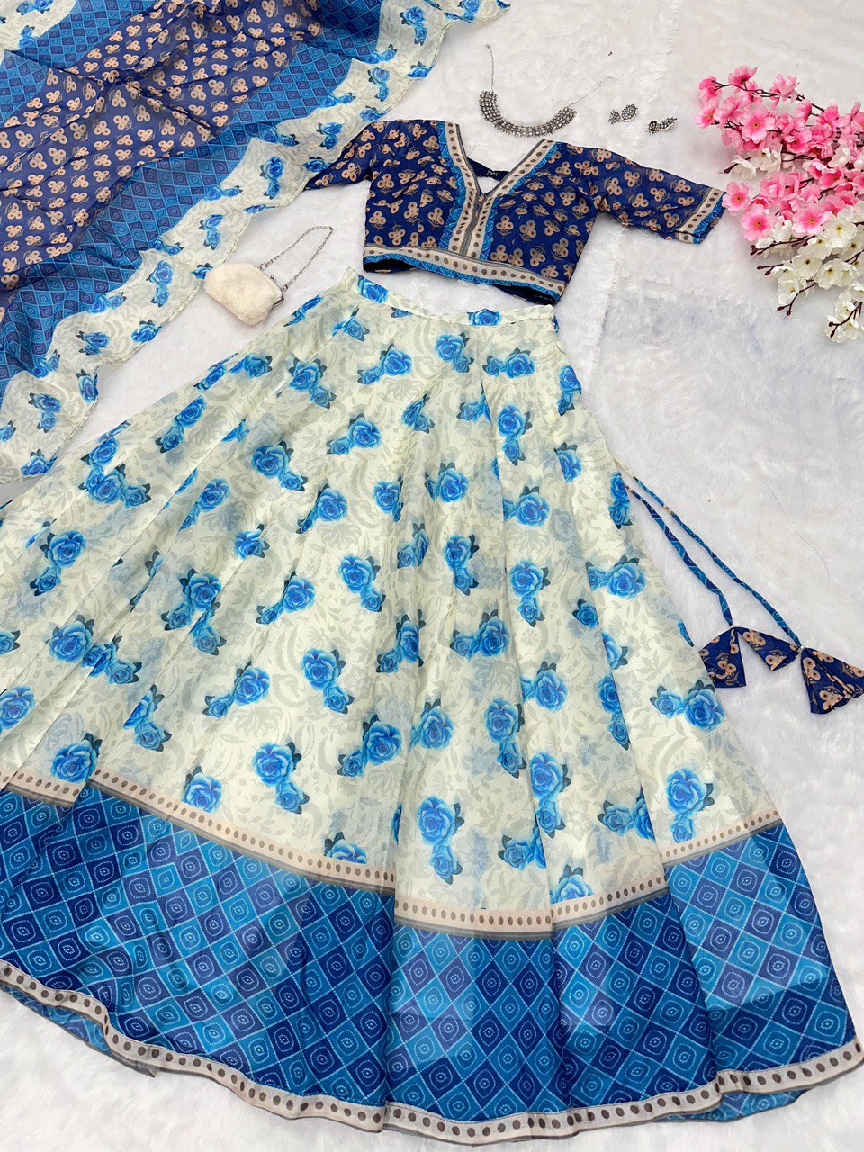 Blue Embrace Elegance with a Modern Touch – Exclusive Designer Lehenga Choli