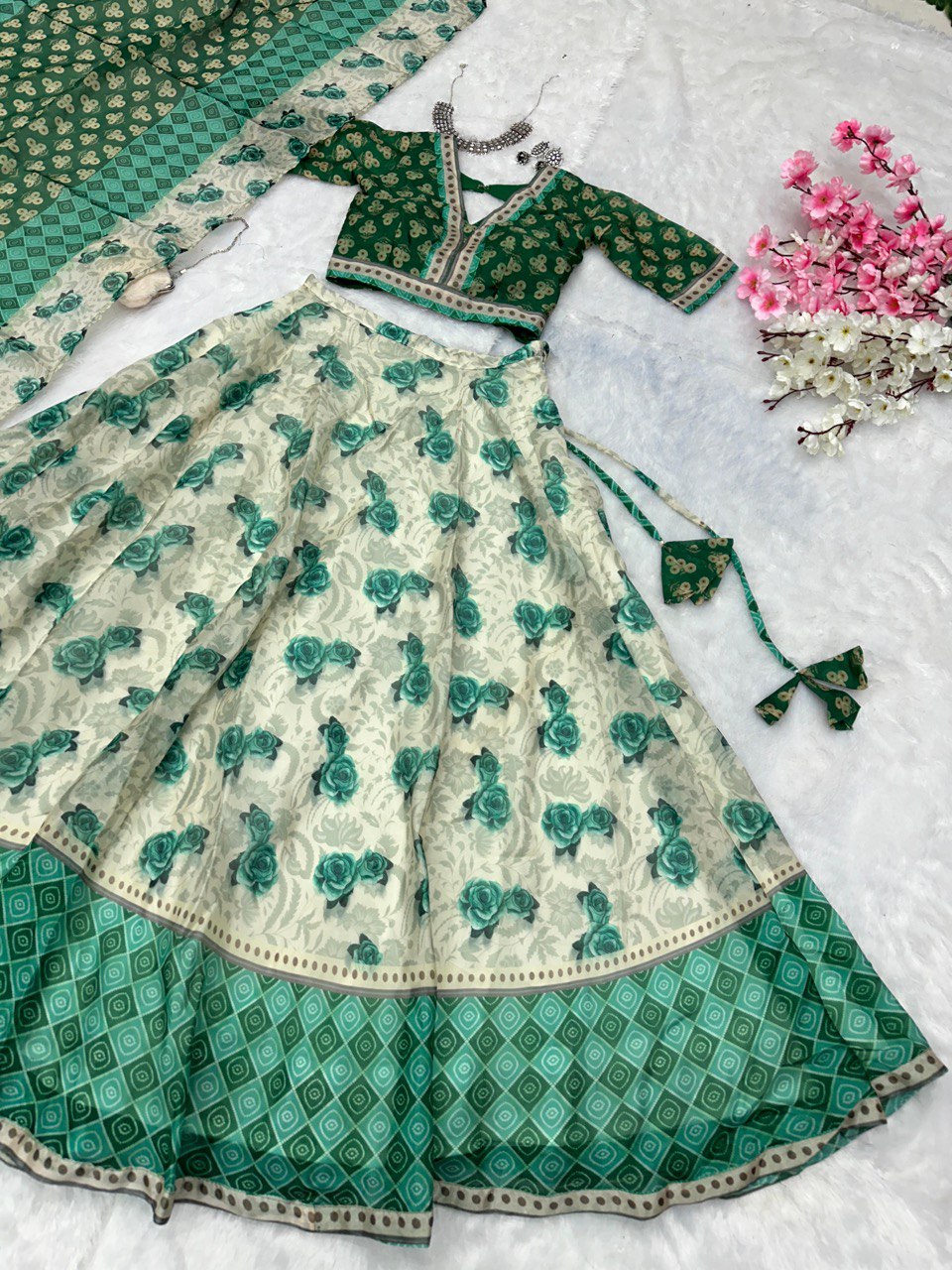 Green Embrace Elegance with a Modern Touch – Exclusive Designer Lehenga Choli