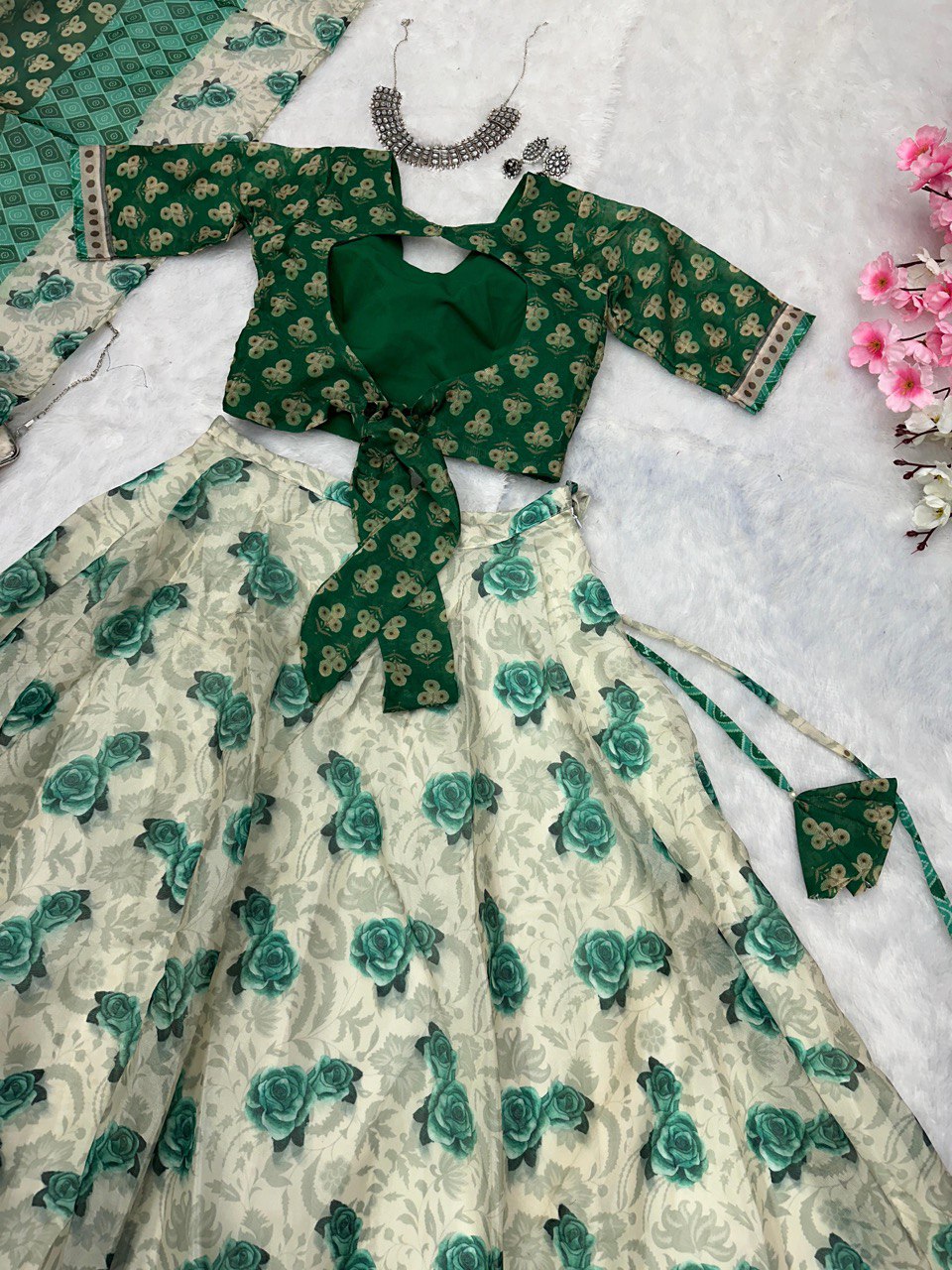 Green Embrace Elegance with a Modern Touch – Exclusive Designer Lehenga Choli