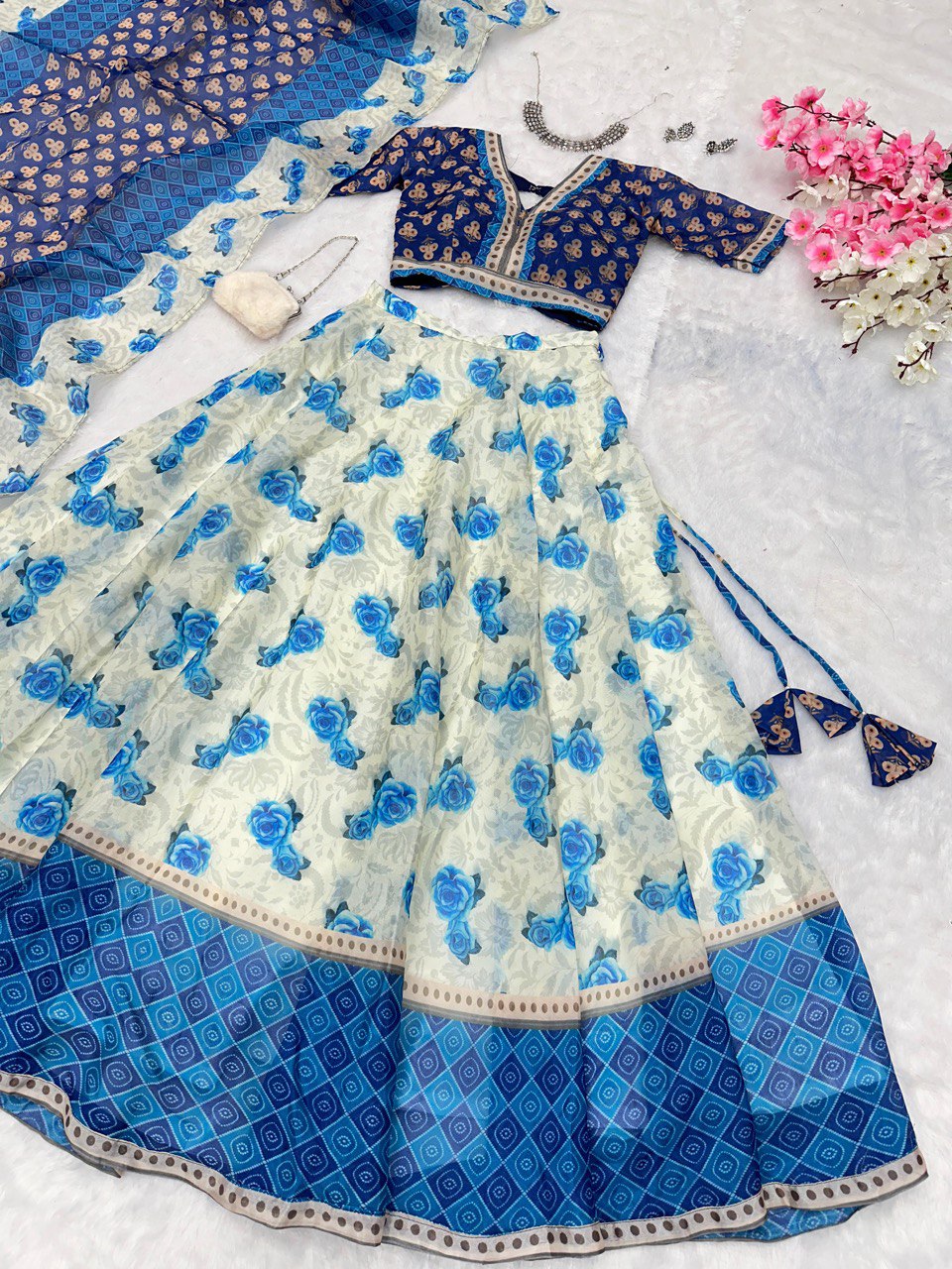 Blue Embrace Elegance with a Modern Touch – Exclusive Designer Lehenga Choli